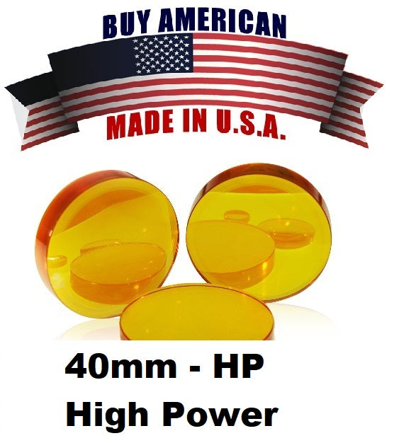 250 D40 - Lente de enfoque. Dia 1.57"(40mm), FL 9.84"(250mm), ET .291" (7.4mm). (Sin chip RFD) - Para usar con Trumpf(R) Laser Systems High Power