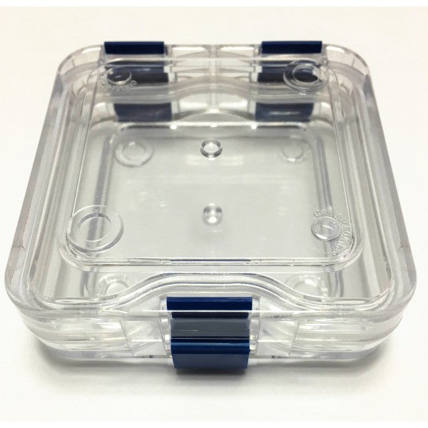 Caja de membrana transparente (75 mm x 75 mm x 26,6 mm) Proteja su LENTE.